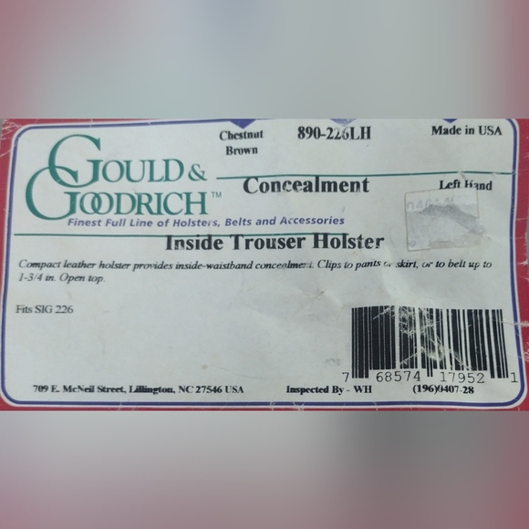 Gould & Goodrich Left Hand Inside Waistband Holster-chestnut - Picture 3 of 4